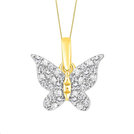 LADIES PENDANT 0.10CT ROUND DIAMOND 10K YELLOW GOLD