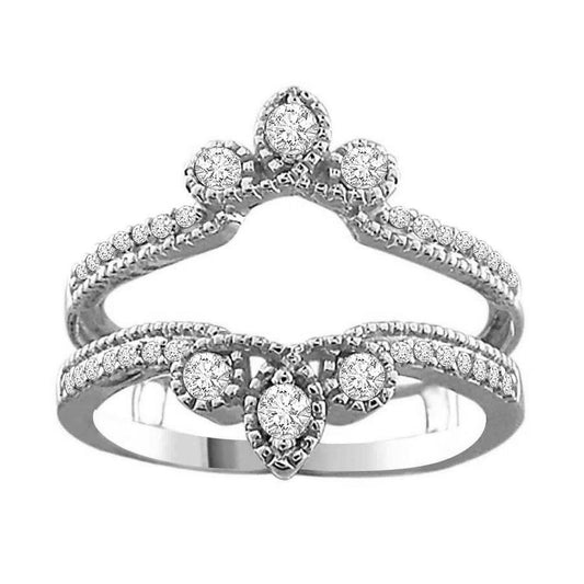 LADIES WRAP RING 0.35CT ROUND DIAMOND 14K WHITE GOLD
