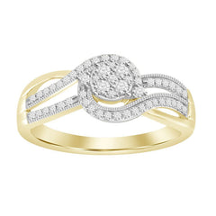 LADIES RING 1/4 CT ROUND DIAMOND 10K YELLOW GOLD