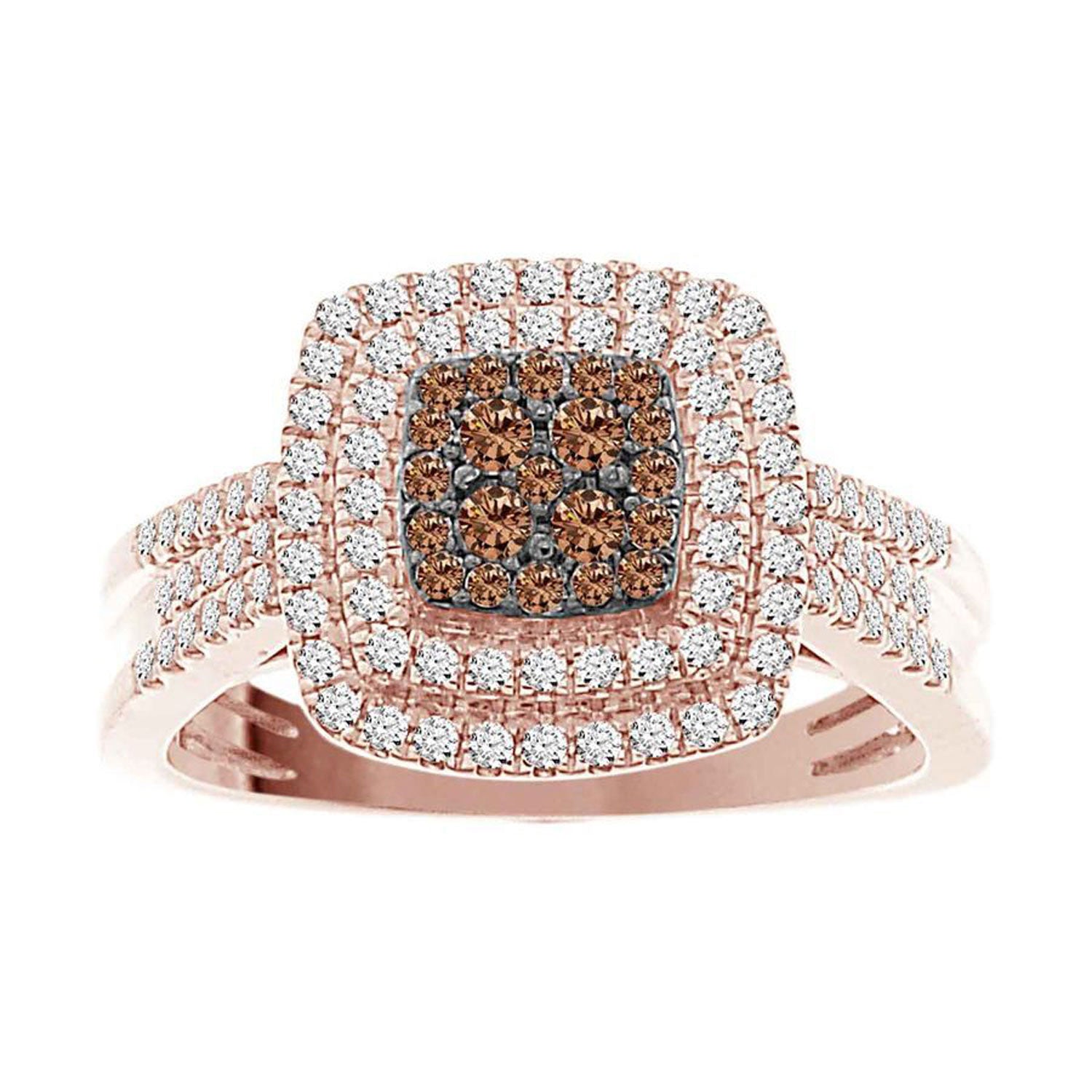 LADIES RING 0.55CT ROUND/DARK BROWN DIAMOND 14K ROSE GOLD