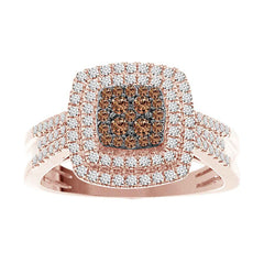 LADIES RING 0.55CT ROUND/DARK BROWN DIAMOND 14K ROSE GOLD