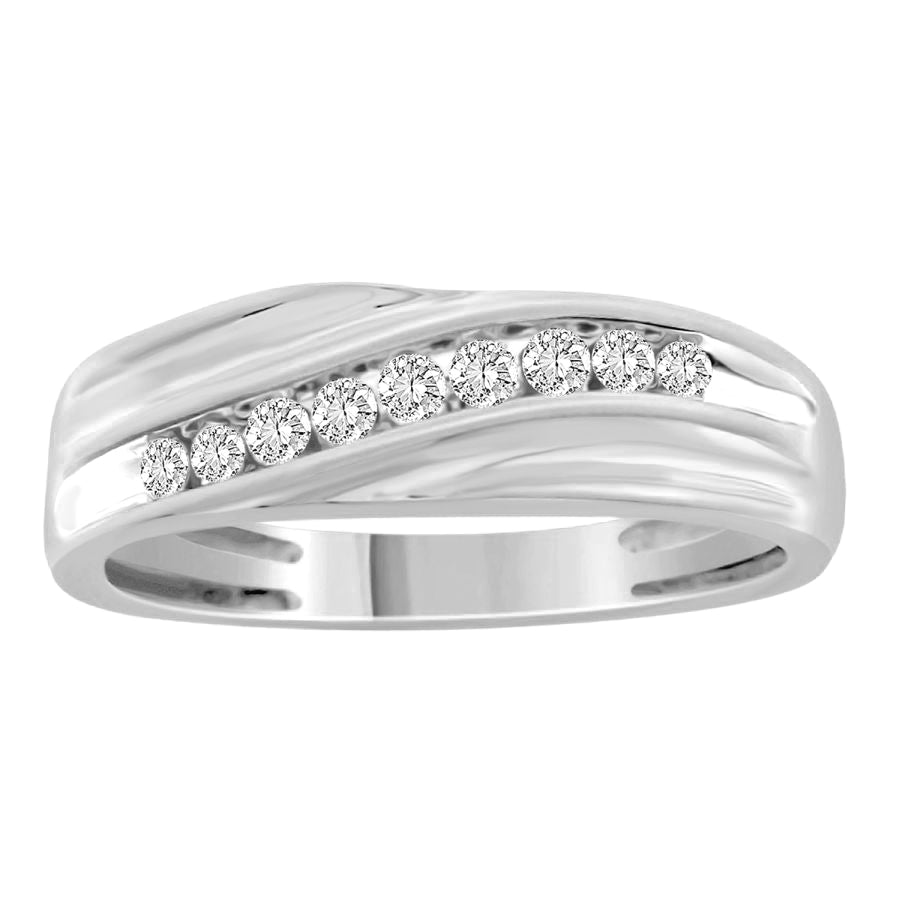 MEN'S BAND 0.25CT ROUND DIAMOND 10K WHITE GOLD