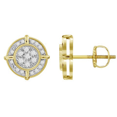 MEN'S STUD EARRINGS 0.15CT ROUND DIAMOND 10K YELLOW GOLD