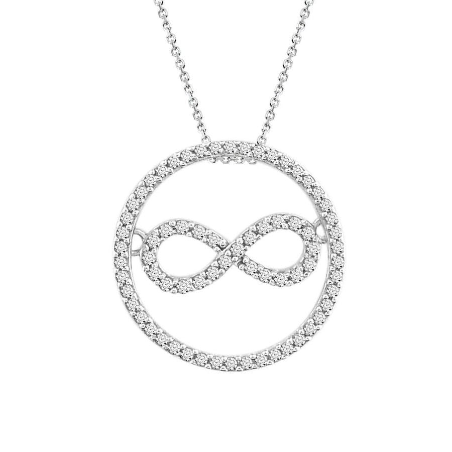 LADIES PENDANT 0.25CT ROUND DIAMOND 10K WHITE GOLD