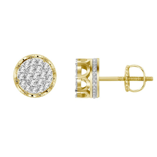 EARRINGS 1.50CT ROUND DIAMOND 10K YELLOW GOLD