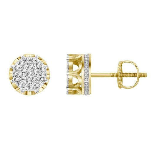 LADIES STUD EARRINGS 0.25CT ROUND DIAMOND 10K YELLOW GOLD