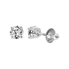 LADIES STUD EARRINGS 2.00CT ROUND DIAMOND 14K WHITE GOLD