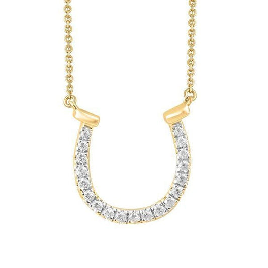 LADIES NECKLACE 0.10CT ROUND DIAMOND 10K YELLOW GOLD