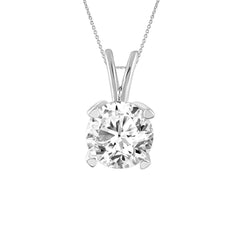 LADIES SOLITAIRE PENDANT WITH CHAIN 0.15CT ROUND DIAMOND 14K WHITE GOLD