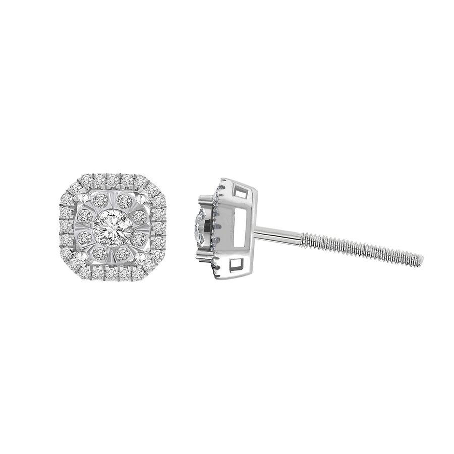 LADIES EARRINGS 0.33CT ROUND DIAMOND 10K WHITE GOLD