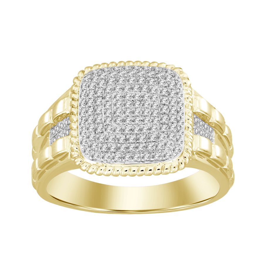 MEN'S RING 0.25CT ROUND DIAMOND 10K YELLOW GOLD