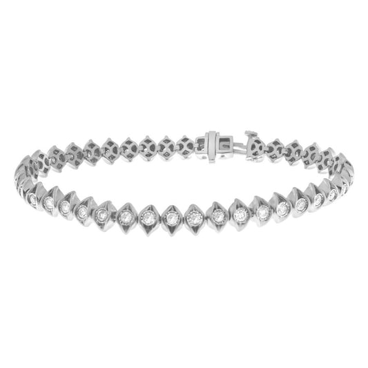 LADIES BRACELET 1.00CT ROUND DIAMOND 10K WHITE GOLD