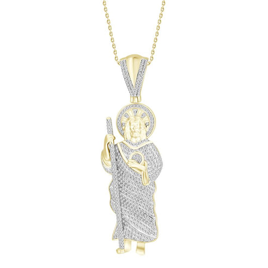 MEN'S CHARM PENDANT 1.00CT ROUND DIAMOND 10K YELLOW GOLD