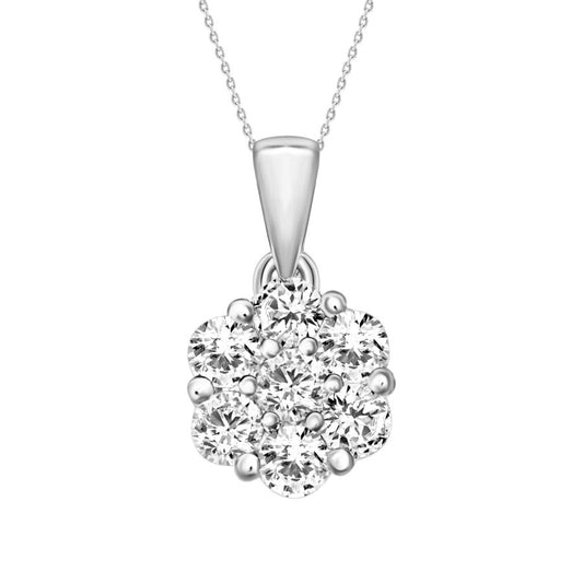 LADIES PENDANT WITH CHAIN 0.33CT ROUND DIAMOND 14K WHITE GOLD (SI QUALITY)