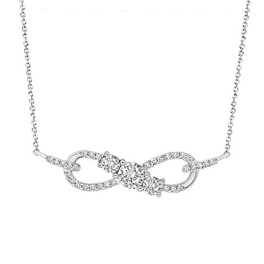 LADIES NECKLACE 0.25CT ROUND DIAMOND 10K WHITE GOLD