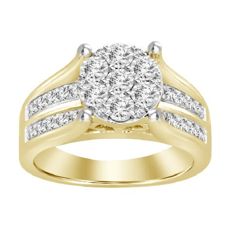 LADIES RING 0.50CT ROUND DIAMOND 10K YELLOW GOLD