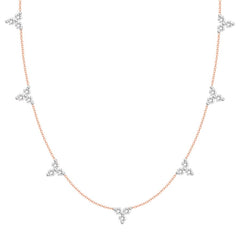 LADIES NECKLACE 1.00CT ROUND DIAMOND 14K ROSE GOLD