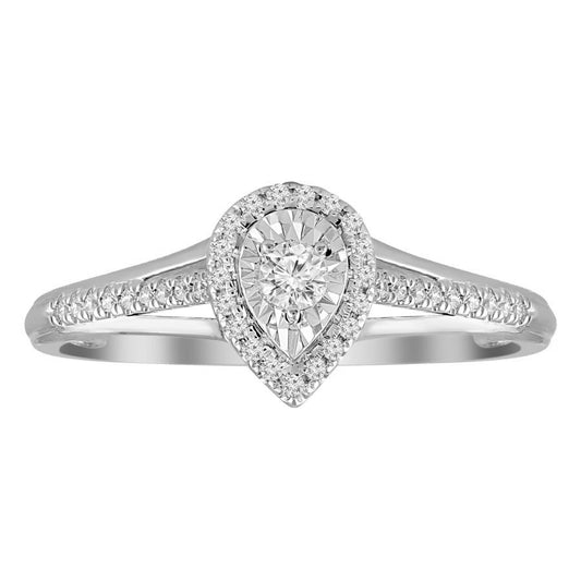 LADIES RING 0.20CT ROUND DIAMOND 10K WHITE GOLD