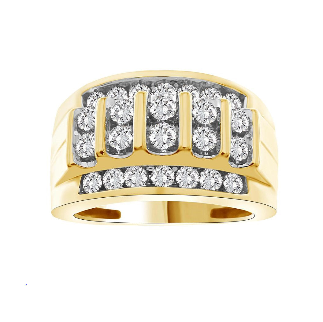 MEN'S RING 1.50CT ROUND DIAMOND 14K YELLOW GOLD