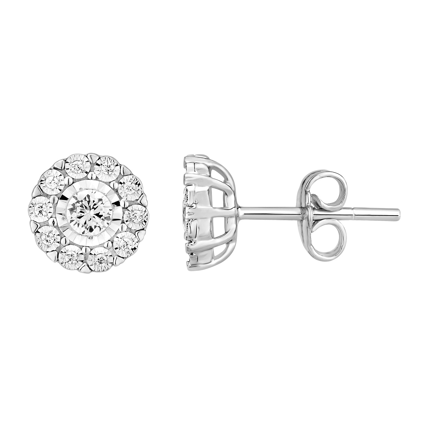 LADIES EARRINGS 0.50CT ROUND DIAMOND 10K WHITE GOLD