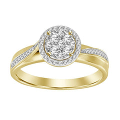 LADIES RING 0.25CT ROUND DIAMOND 10K YELLOW GOLD