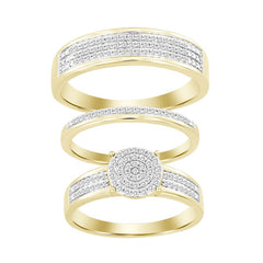 UNISEX TRIOS SET 0.33CT ROUND DIAMOND 10K YELLOW GOLD