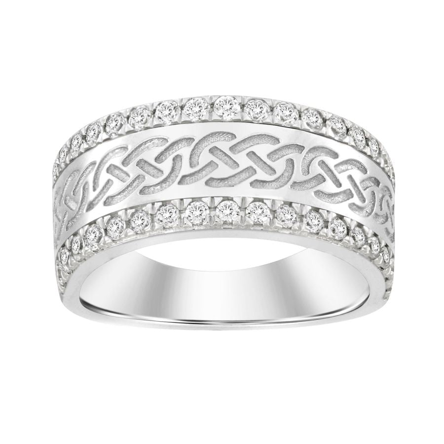 MEN'S BAND 1.00CT ROUND DIAMOND 14K WHITE GOLD (SI QUALITY)