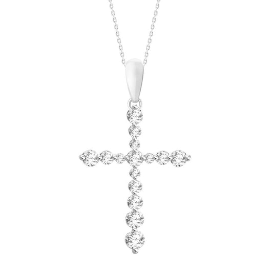 LADIES PENDANT WITH CHAIN 0.50CT ROUND DIAMOND 14K WHITE GOLD (SI QUALITY)