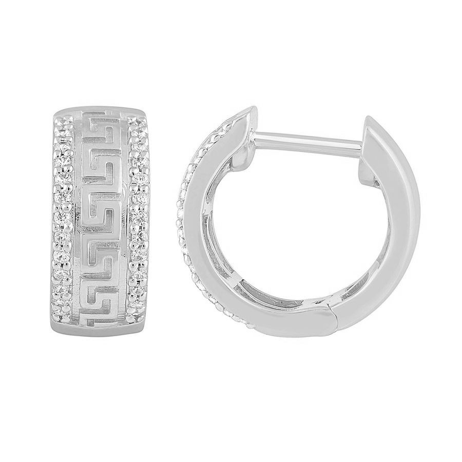 MEN'S HOOP EARRINGS 0.20CT ROUND DIAMOND 10K WHITE GOLD