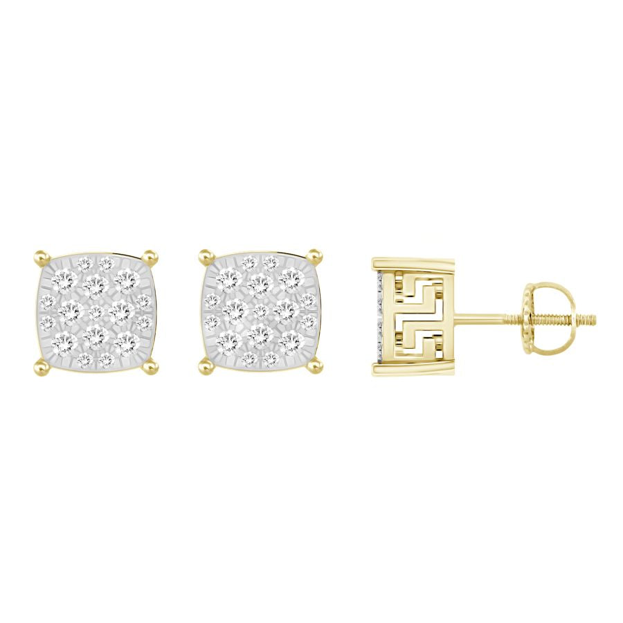 LADIES STUD EARRINGS 0.25CT ROUND DIAMOND 10K YELLOW GOLD