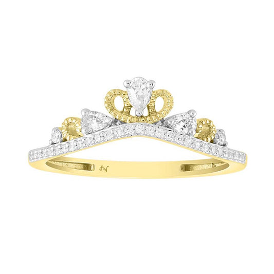 LADIES RING 0.25CT ROUND/PEAR DIAMOND 10K YELLOW GOLD