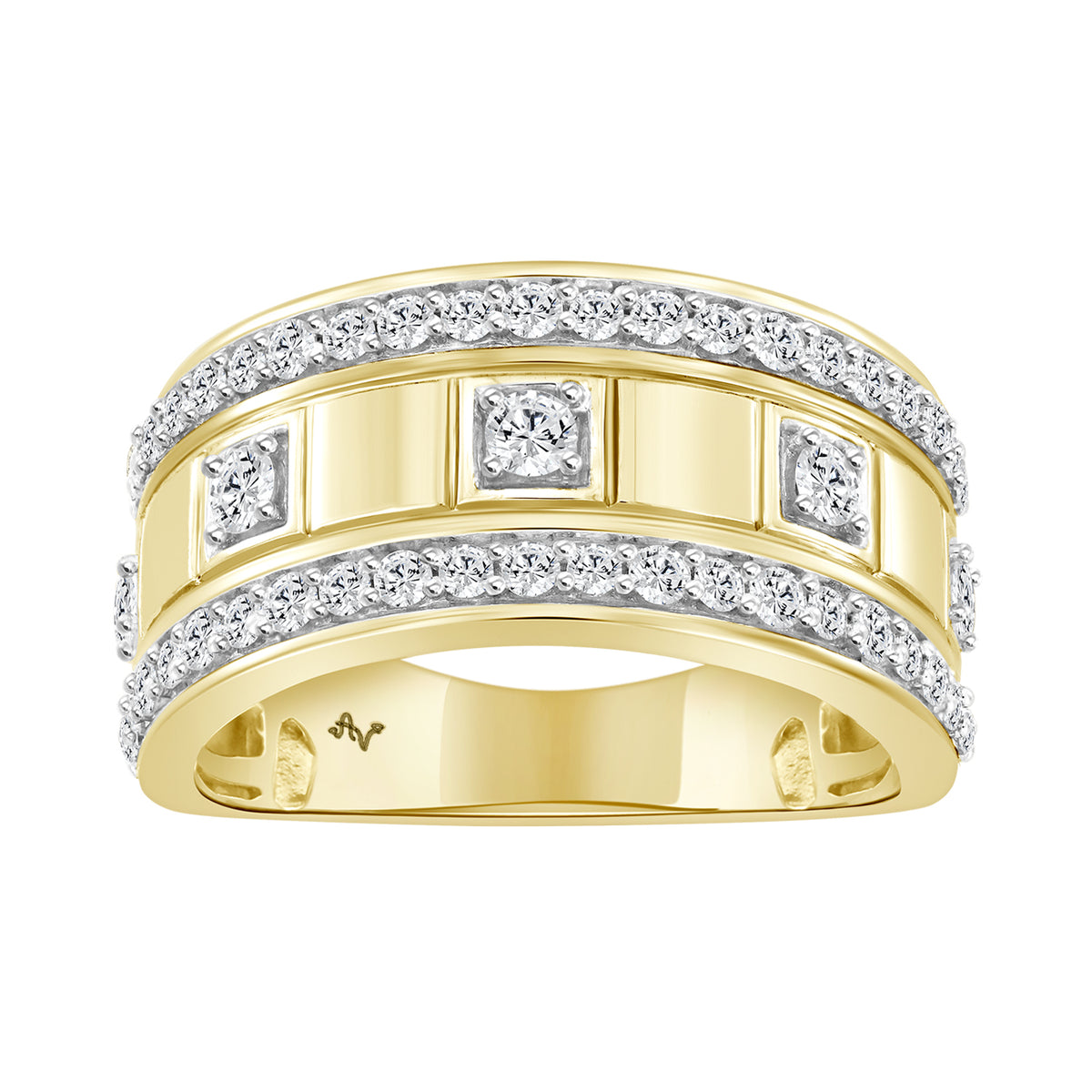 MEN'S BAND 1.00CT ROUND DIAMOND 10K YELLOW GOLD