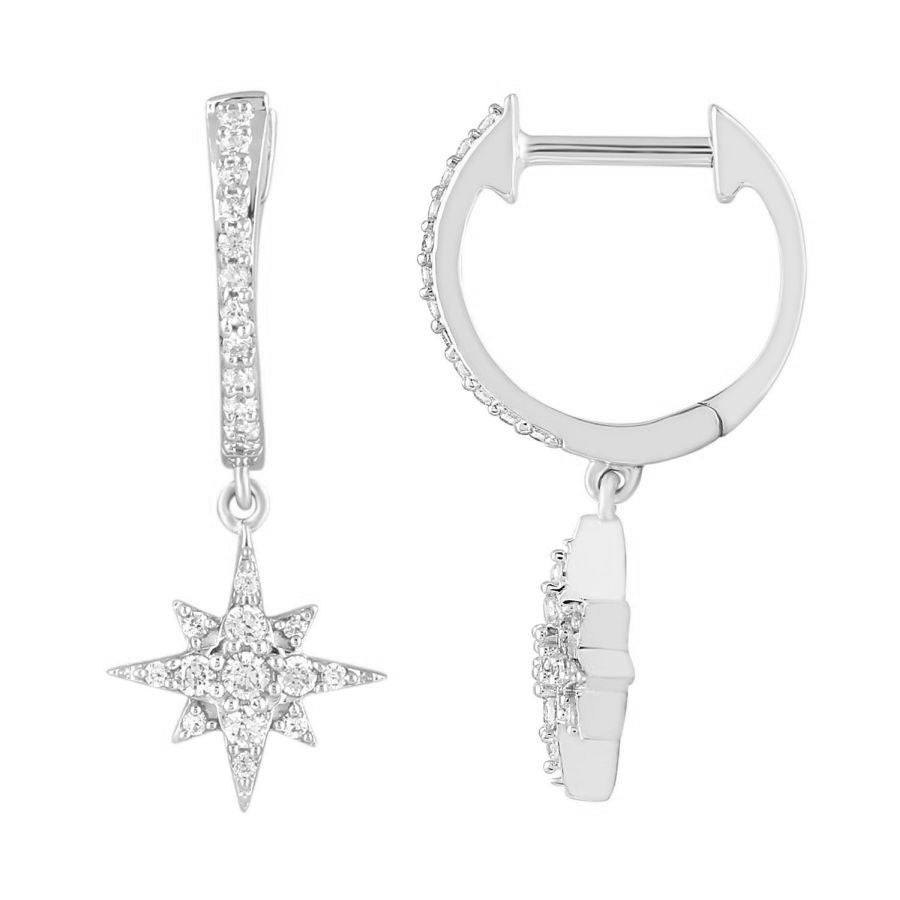 LADIES EARRINGS 0.25CT ROUND DIAMOND 10K WHITE GOLD