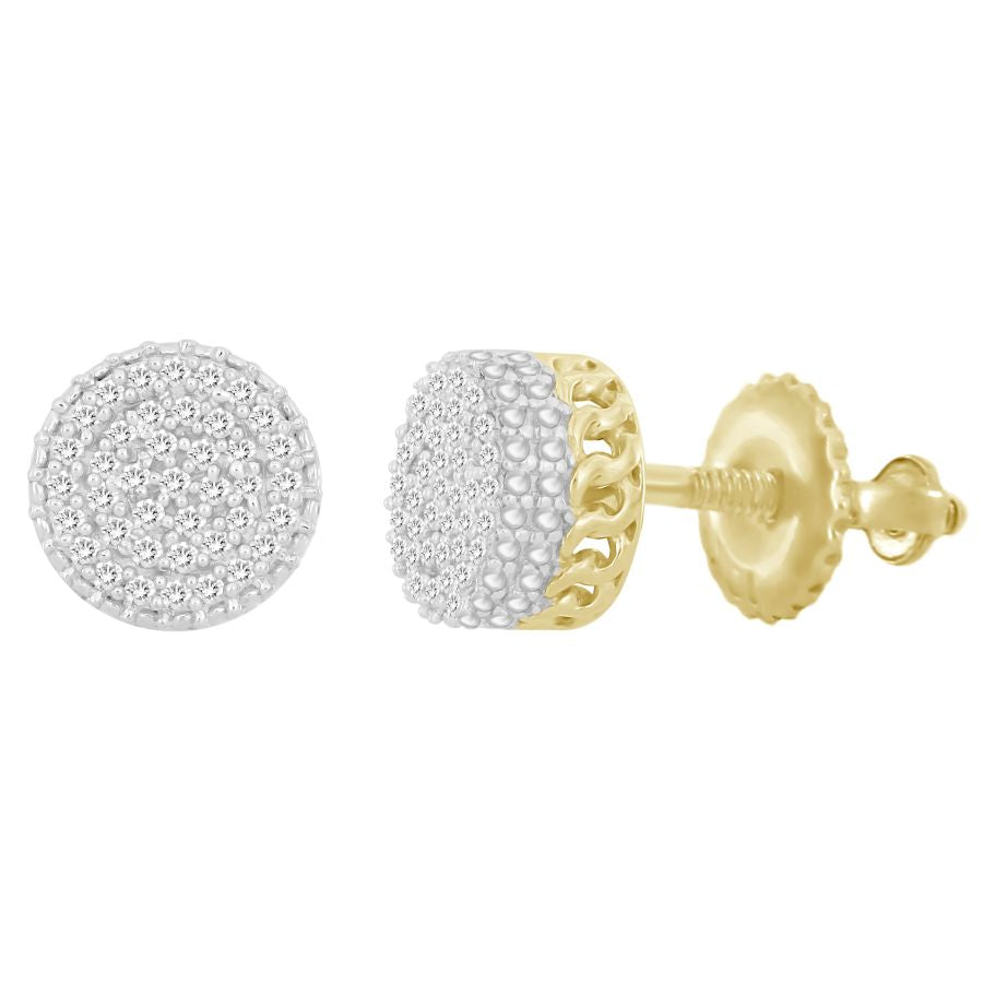 LADIES STUD EARRINGS 0.15CT ROUND DIAMOND 10K YELLOW GOLD