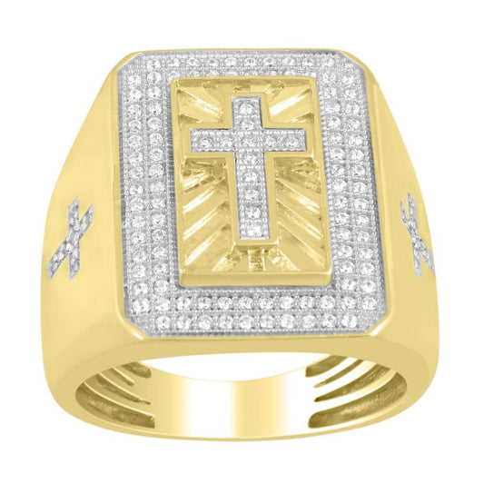 MEN'S RING 0.50CT ROUND DIAMOND 10K YELLOW GOLD