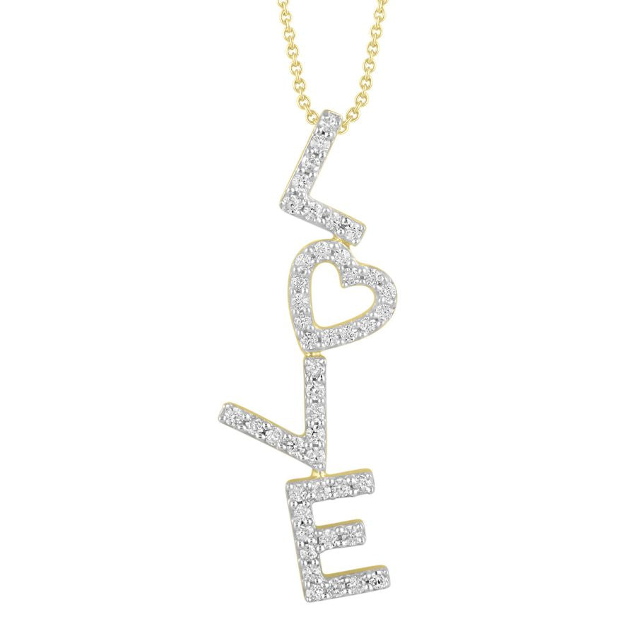 LADIES PENDANT WITH CHAIN 0.20CT ROUND DIAMOND 10K YELLOW GOLD