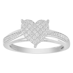 LADIES RING 0.25CT ROUND DIAMOND 10K WHITE GOLD