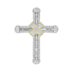 MEN'S CHARM 1.50CT ROUND/BAGUETTE DIAMOND 10K YELLOW GOLD