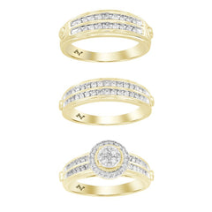 LADIES TRIO SET 1.00CT ROUND DIAMOND 10K YELLOW GOLD