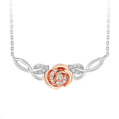 LADIES NECKLACE 0.10CT ROUND DIAMOND 10K WHITE/ROSE GOLD
