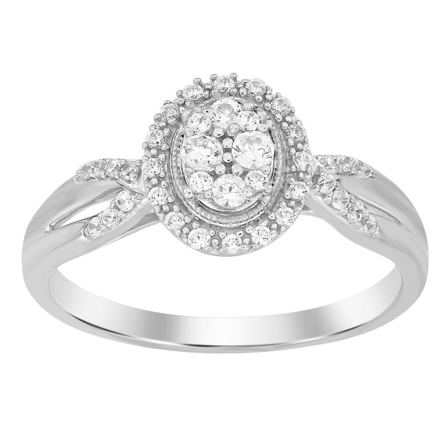 LADIES RING 0.25CT ROUND DIAMOND 10K WHITE GOLD