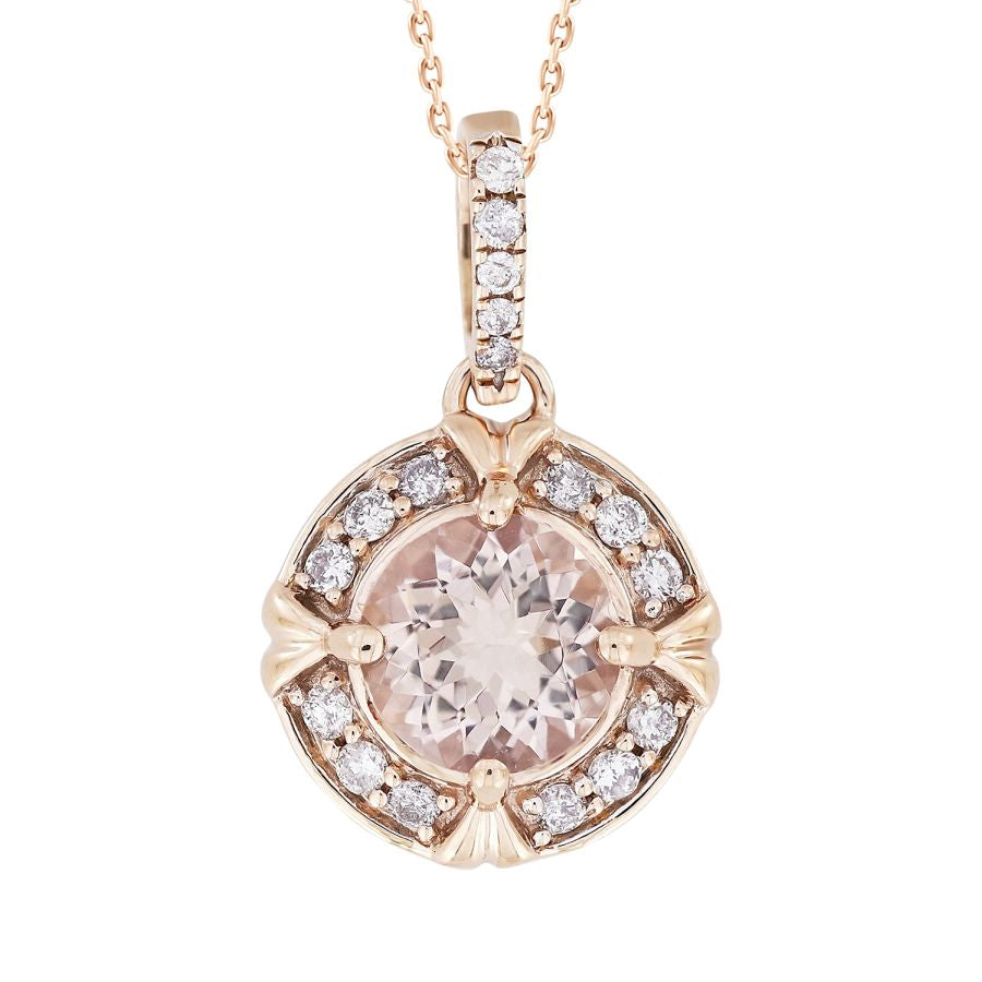 LADIES PENDANT 1.40CT ROUND DIAMOND 10K ROSE GOLD