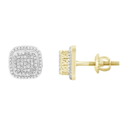 LADIES STUD EARRINGS 0.33CT ROUND DIAMOND 10K YELLOW GOLD