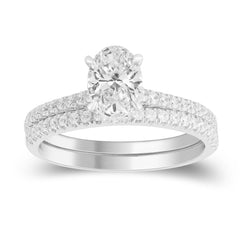 LADIES SEMI MOUNT BRIDAL SET 0.50CT ROUND DIAMOND 14K WHITE GOLD