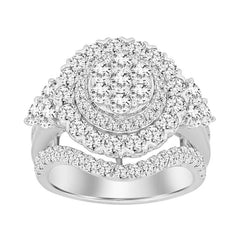 LADIES RING 3.00CT ROUND/BAGUETTE DIAMOND 10K WHITE GOLD