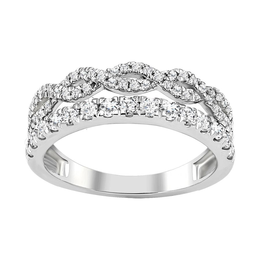 LADIES BAND 0.70CT ROUND DIAMOND 10K WHITE GOLD