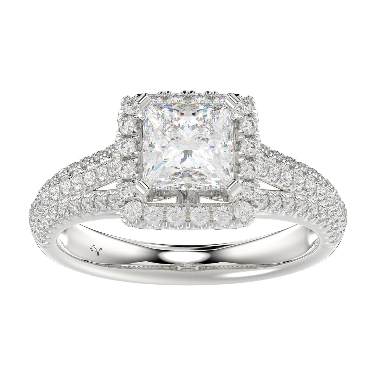 LADIES SEMI MOUNT RING 0.70CT ROUND/PRINCESS DIAMOND 14K WHITE GOLD  (SI QUALITY) (CENTER STONE 1.00CT PRINCESS DIAMOND)