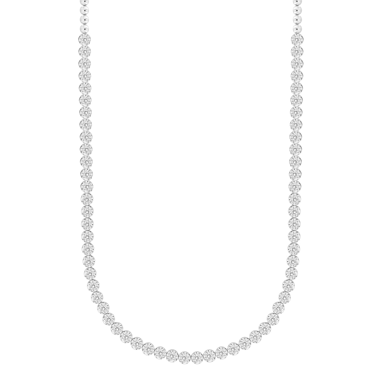 LADIES NECKLACE 3.00CT ROUND DIAMOND 14K WHITE GOLD