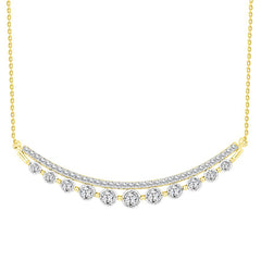 LADIES NECKLACE 0.75CT ROUND DIAMOND 14K YELLOW GOLD