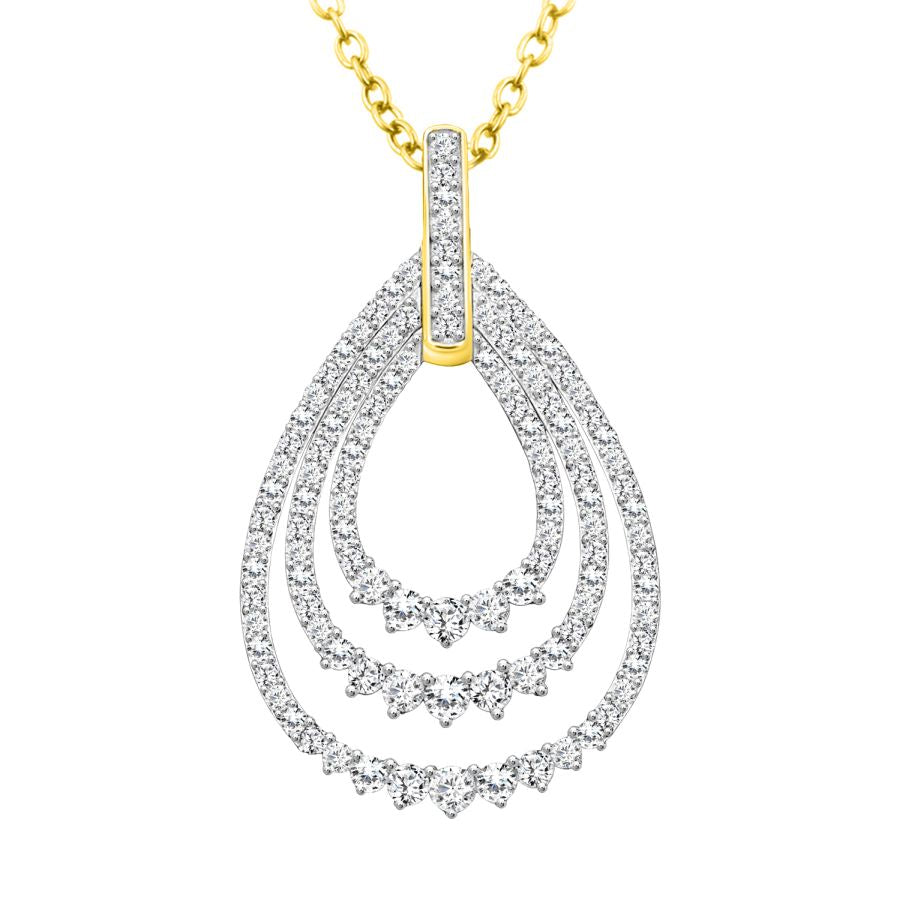 LADIES PENDANT 1.00CT ROUND DIAMOND 14K YELLOW GOLD